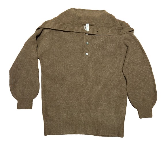 Nap Loungewear Sweater Medium Oversized Wool Raccoon Yarn Turtleneck Buttons NEW - Picture 4 of 12